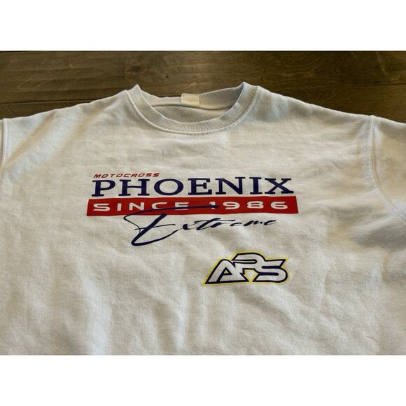 Urban Outfitters White Motocross Phoenix Since 1986 Extreme Hoodie Sweatshirt SM - Picture 4 of 9